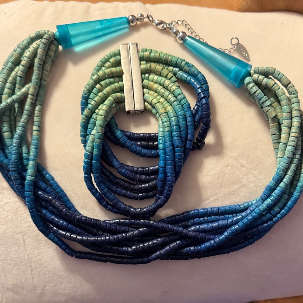 Coldwater Creek Turquoise and Navy Necklace